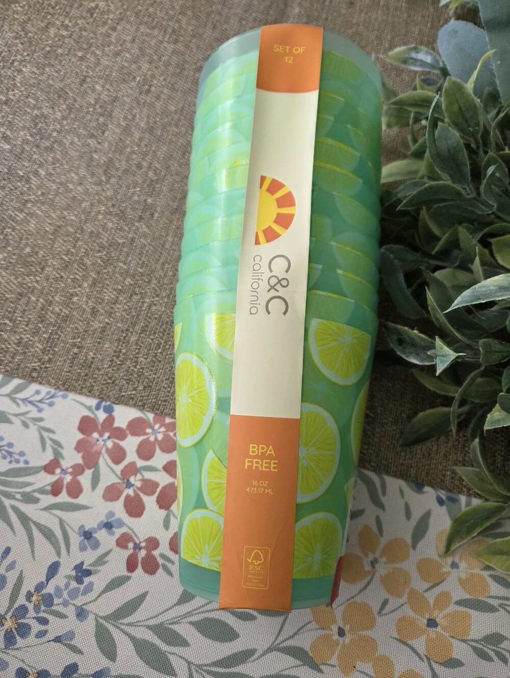 C&C California Green Lemon Slice Acrylic Tumbler